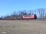 155 157 mit Kohlezug bei Jacobsdorf(Mark) 08.03.11