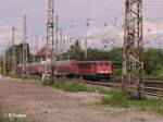 155 048-2 rangiert in Frankfurt/Oder und eine RB fhrt ein.