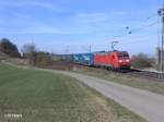 185 062-7 mit LKW-Walter bei Fahlenbach nach Mnchen.