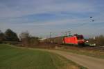 185 006-7 mit gemischten Gterzug bei Fahlenbach.