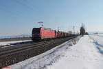 185 288-8 mit einem speziellen Containerzug bei Pölling.