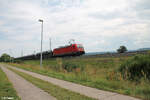 187 190 zieht mit ein Autotransportzug bei Zeil am Main in Richtung Würzburg. 01.08.24