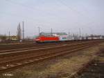 189 003-7 mit Containerzug in Leipzig Schnefeld.