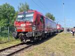 BR 193 555 der TXLogistik (Rote Offroad) Steht im BW Lutherstadt Wittenberg beim Orientrot Treffen am 27.Mai 2023