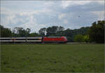 101 069 mit einem EC nordwrts bei Niederschopfheim.