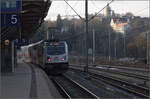 147 585 mit dem IC 486 nach Stuttgart. Rottweil, November 2025.