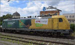 188 062 der CFL Cargo mit dem Motiv 'Ameise' in Weinheim. Juli 2024.