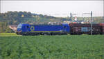 Blauer Vectron 7193 805 von Beacon bei Henschiken, Juni 2025.