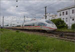 406 084 'Forbach Lorraine' (im Bild) und 403 024 in Weinheim. Juli 2024.