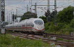 406 084 'Forbach Lorraine' (im Bild) und 403 024 in Weinheim. Juli 2024.