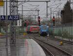 146 203 mit einem Regionalexpress Richtung Stuttgart in Lindau-Reutin hat scheinbar eine Parallelausfahrt mit 1428 028.