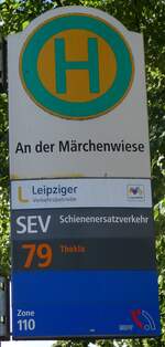 (264'747) - Leipziger Verkehrsbetrieb-Haltestellenschild - Leipzig, An der Mrchenwiese - am 11. Juli 2024