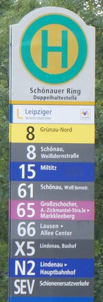 (264'765) - Leipziger Verkehrsbetriebe-Haltestellenschild - Leipzig, Schnauer Ring - am 12. Juli 2024