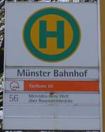 (186'506) - SSB/VVS-Haltestellenschild - Stuttgart, Mnster Bahnhof - am 12.