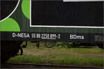 Der Halbgep�ckwagen D-NESA 55 80 2250 099-2 BDms wirbt f�r die Landesgartenschau 2027. Rottweil, Oktober 2026.