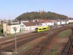 Ein VT der OberpfalzBahn verlsst Schwandorf.