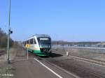 VT18 erreicht Wiesau/Oberpfalz mit einer VBG86565 nach Schwandorf 03.04.09  