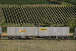 Der Wagen 83 85 4555 324-8 TEN CH-HUPAC Sgns im Zugverband mit Re 482 030.
