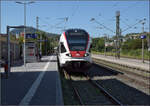 RABe 521 208 und RABe 521 006 (im Bild) in Engen. August 2026.