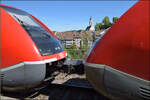 641 018 und 641 039 in Laufenburg (Baden). April 2026.