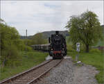 Saisonstart bei der Sauschwänzlesbahn. 

50 2988 oberhalb Fützen auf dem Weg zum Wutachblick. April 2024.