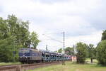 BR 181 204-9 von SEL mit einem Autozug Richtung Bremerhaven durch Bremen Mahndorf am 25.5.2025