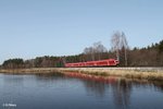 Nachschuss auf 2 612er als RE 3694 Regensburg - Hof südlich von Wiesau.