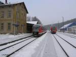 642 563-7 als RB 16462 Gera HBF und 612 098-4 als RE3640 Gera HBF in Zeulenroda unt.