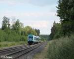 223 071 mit dem RE2 ALX79861 München - Hof kurz vor Wiesau / Oberpfalz.