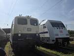 BR 101 057-8 von DB Fernverkehr und BR 110 511-3 von PRESS stehen nebeneinander beim Sommerfest in DB Museum Koblenz.