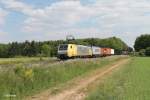 ES64 F4 203 zieht einen Containerzug bei der Stromkreistrennstelle Bischofsheim.