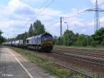 6615 zieht ein Containerzug durch Saarmund in Richtung Schnefeld.