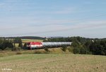 223 034 mit einem Kesselzug auf dem Seußener Viadukt auf dem Weg nach Regensburg.