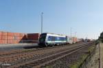 223 144 rangiert mit Containerzug in Wiesau.