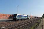 223 144 rangiert mit Containerzug in Wiesau.