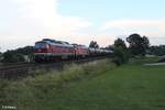 232 238-6 und 232 673 ziehen bei Schönfeld den Kesselzug aus Sand an der Donau nach Bitterfeld.