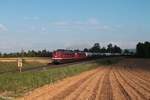 232 238 und 232 673 ziehen den Kesselzug von Sand Hafen Niederbayern nach Bitterfeld bei Unterthölau.