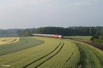 MEG 077 012 und 801 mit dem Leerzementzug Regensburg Hafen - Rüdersdorf bei Berlin bei Oberteich.