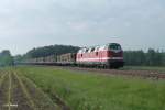 118 770-7 hngt am Schluss vom Holzzug Plauen - ATW Wiesau welcher von der Press 253 014 gezogen wird, Oberteich 07.06.13