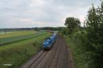 204 010 + 022 mit dem Containerzug nach Hamburg bei Oberteich.