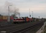 118 770 und 204 237 ziehen den ersten Teil des Wiesau Containerzugs nach Hof raus aus dem Gelände vom Ziegler.