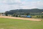 Zwei  Vogtland Zwerge  oder auch  Schlümpfe  ziehen einen Kesselzug bei Lengenfeld in Richtung Weiden in der Oberpfalz zum Tanklager Hauer.