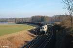 Doppeltraktion aus 218 489 + 218 446 mit einem 40 Eaos Wagen Zug von Passau nach Gotha bei Oberteich in Richtung Hof. 03.03.23