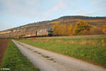 193 265  We Love to Connect  zieht bei Thüngersheim einen H-Wagen Zug in Richtung Süden. 27.10.24