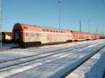 Doppelstockmittel-und Steuerwagen abgestellt am 01.Januar 2011 in Mukran.