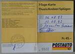 (256'540) - Postauto-7-Tage-Karte - Thusis/Andeer/Spl�gen - am 29.