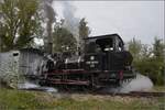 Im Elsässer Ried mit der CFTR.

030 TB 134  Theodor  an der Haltestelle Sans-Souci, Artzenheim. September 2024.