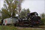 Im Elsässer Ried mit der CFTR.

030 TB 134  Theodor  an der Haltestelle Sans-Souci, Artzenheim. September 2024.