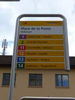 (151'054) - PostAuto-Haltestelle - Delmont, Place de la Poste - am 29.