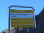 (201'755) - PostAuto-Haltestelle - Evolne, Route de Lannaz - am 24. Februar 2019